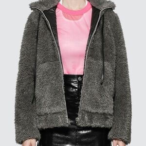 Helmut Lang Shaggy Fur Bomber Jacket